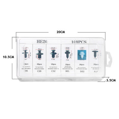 HE26 100 pcs Car Clips Plastic Car Bumper Fastener 6 Sizes Push Retainer Rivets Kit Door Trim Panel Fender Clips Bumper Clips
