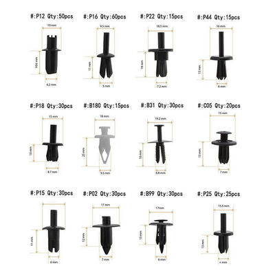 HE09 350 pcs Car Clips Plastic Car Bumper Fastener 12 Sizes Push Retainer Rivets Kit Door Trim Panel Fender Clips Bumper Clips