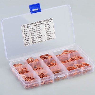 Copper Metric Sealing Washers Assortment Set 12 sizes 280 pcs cooper washer kit M6-M16