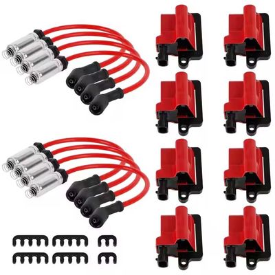 8pcs D581 Square Ignition Coils Ultra High with Spark Plug Wires 3859078 for GMC for SILVERADO 1500 2500 3500 4.8L 5.3L 6.0L
